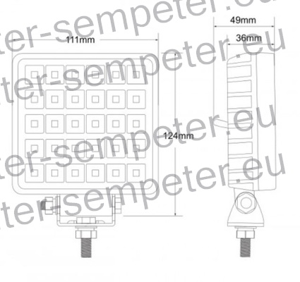 ŽAROMET LED 3800Lm DELOVNI KVADRATEN 111x111 12/24V 30W S STIKALOM